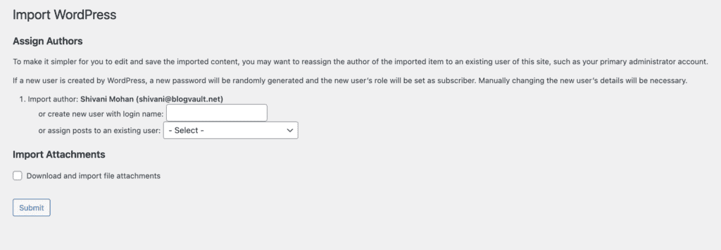 Assign authors after import wordpress